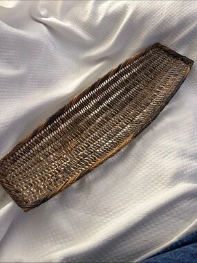 X-Large 26" Vintage Woven Rattan Boat Tray – MCM/Boho Statement Centerpiece